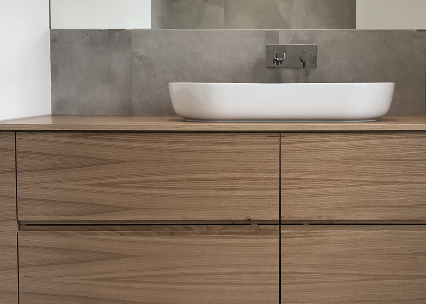 Waschbecken Schrank Details Eiche